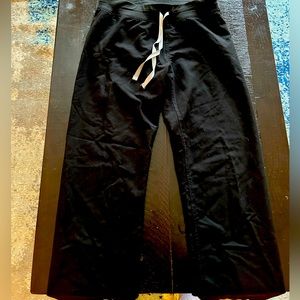 FIGS Livingston black small petite scrub pants.